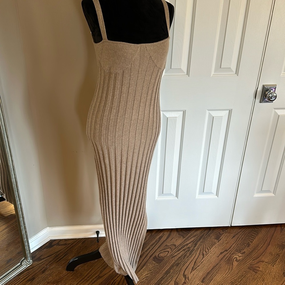 Something Navy sweater bustier maxi dress. Mocha color. Size medium. NWT